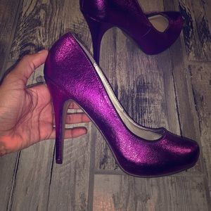 Purple metallic heels